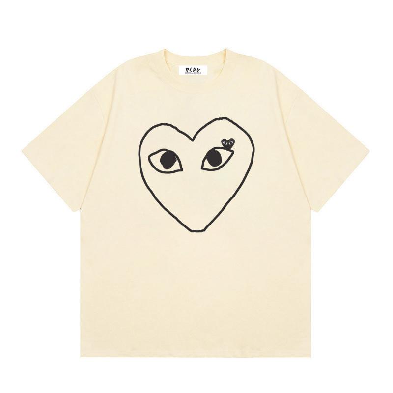 Japanese trendy brand heart-print short-sleeve T-shirt, unisex loose couple's summer casual daily versatile top
