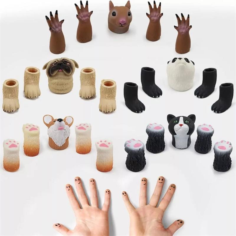 1 Set Finger Puppet Animals Squirrel Hand Finger Story Puppets Game Cat Puppy Panda Finger Dolls Toys For Children Gifts