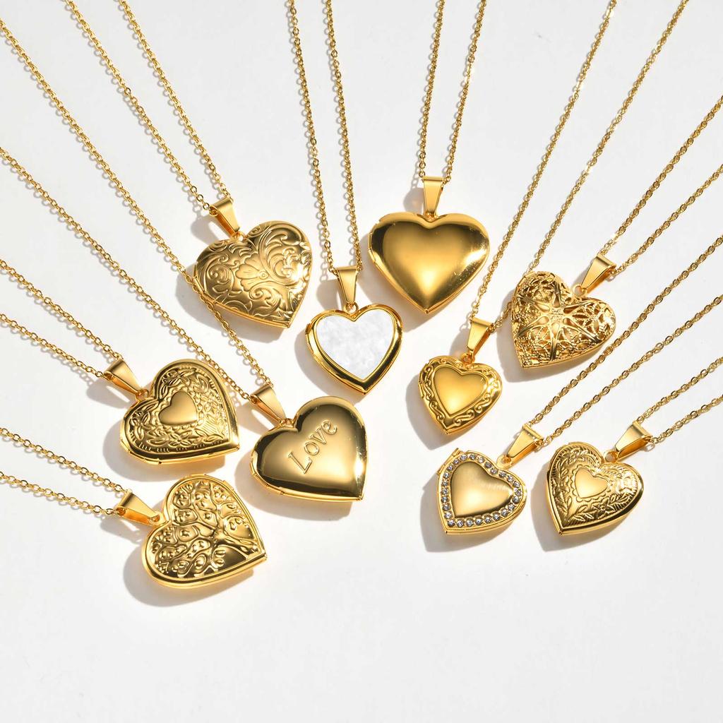 Romantic Heart Locket Pendant for Women Stainless Steel Photo Frame Openable Necklace Heart Chain Necklaces Charm Jewelry Gift