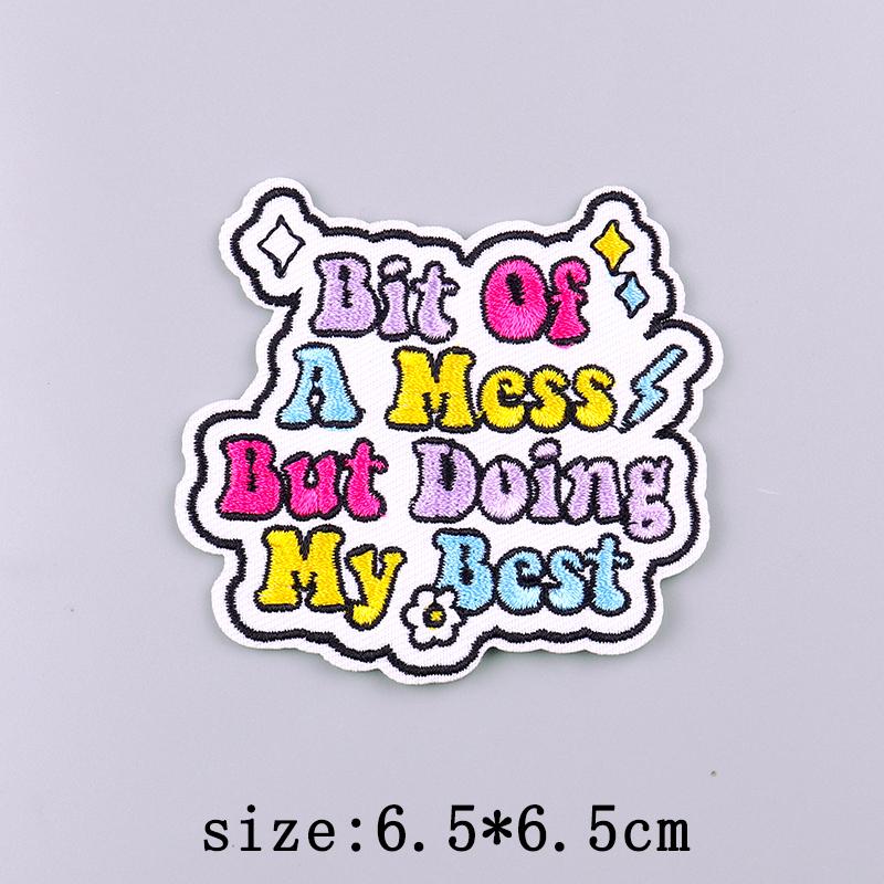 Letters Flower Embroidery Patch Iron On Patches For Cloting Cartoon Embroidered Patches On Clothes Applique Stickers Decor