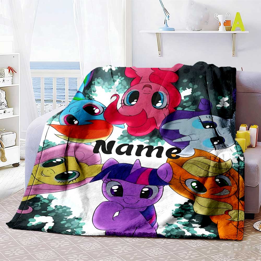 Little Pony (13) Personalized Name Blanket Gift Personalized Blanket Warmthful Decor for Picnics Couch Chair Living Room Ideal for All Seasons