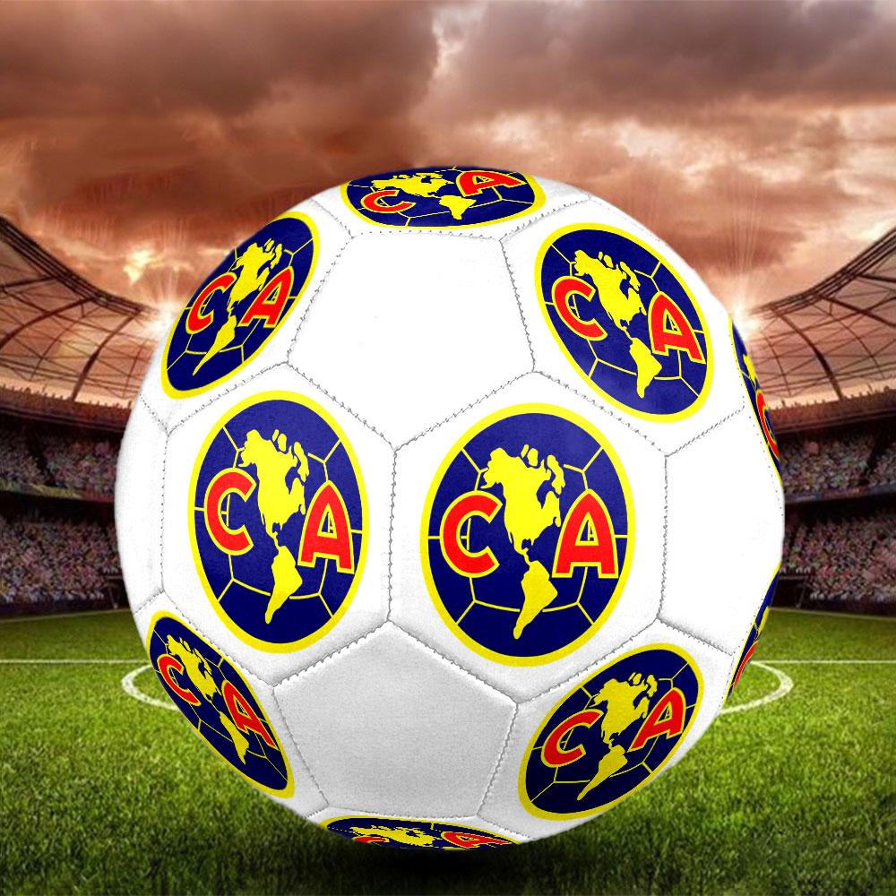Club America Size 5 Soccer Ball, Machine-Stitched PVC, Durable & High Bounce, All Ages Fit, Fan Merchandise, Matches & Outdoor Use.
