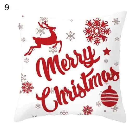 Christmas Themed Throw Pillow Cover With Short Plush Print Living Room Sofa Decoration Cushion Cover Pillow Covers Decorative