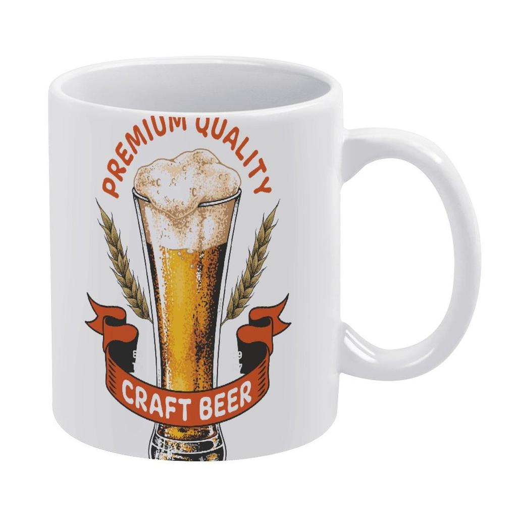 1pc 11oz Double-Sided Printed Beer Mug, Lightweight Ceramic Design, Fun Gift for Friends Who Enjoy Drinking