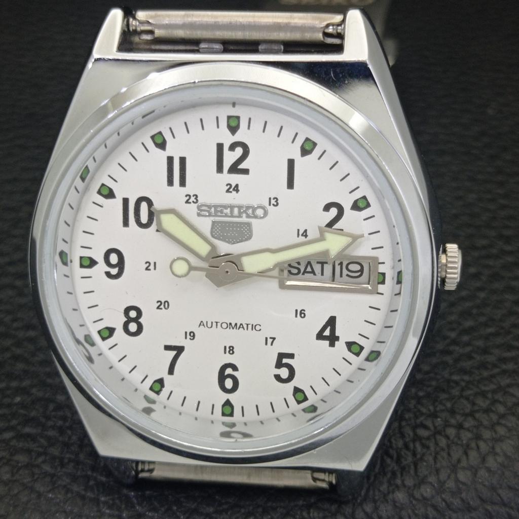 REFURBISHED SEIKO 5 AUTOMATIC 6309A VINTAGE JAPAN MENS WHITE WATCH a441739-1 Sk-a441739