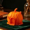 Retro Style Pumpkin Home Accents 3D Printed House Ornament for Halloween, Miniature Fairy Tale Cabin Creative Halloween Party Table Centerpiece