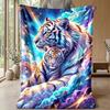 Tiger Dance in Jungle Theme blanket Lightweight Warm Flannel Blanket Decorative Throw Blanket for Home Decoration