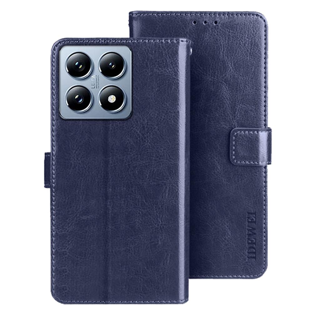 

Для Xiaomi 14T Pro Чохол-підставка Шкіряний чохол для телефону з текстурою Crazy Horse Dark Blue