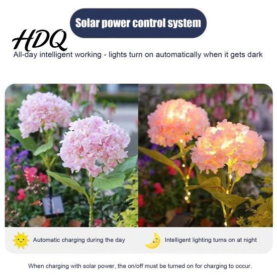 Solar Powered Patio Decor Fairy Hydrangea Lights Garden Stake Waterproof LED Flower Light Lights Colorful Outdoor Lamp for Lawn Pathway