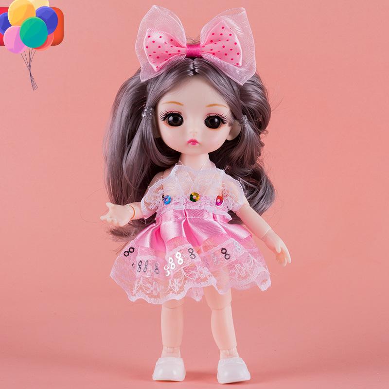 17CM Mini Bevegelig 13 Leddet Dukke Jenter Leketøy 3D Store øyne BJD Princess Full Drakter Kjoler Samling Barnedukkegave
