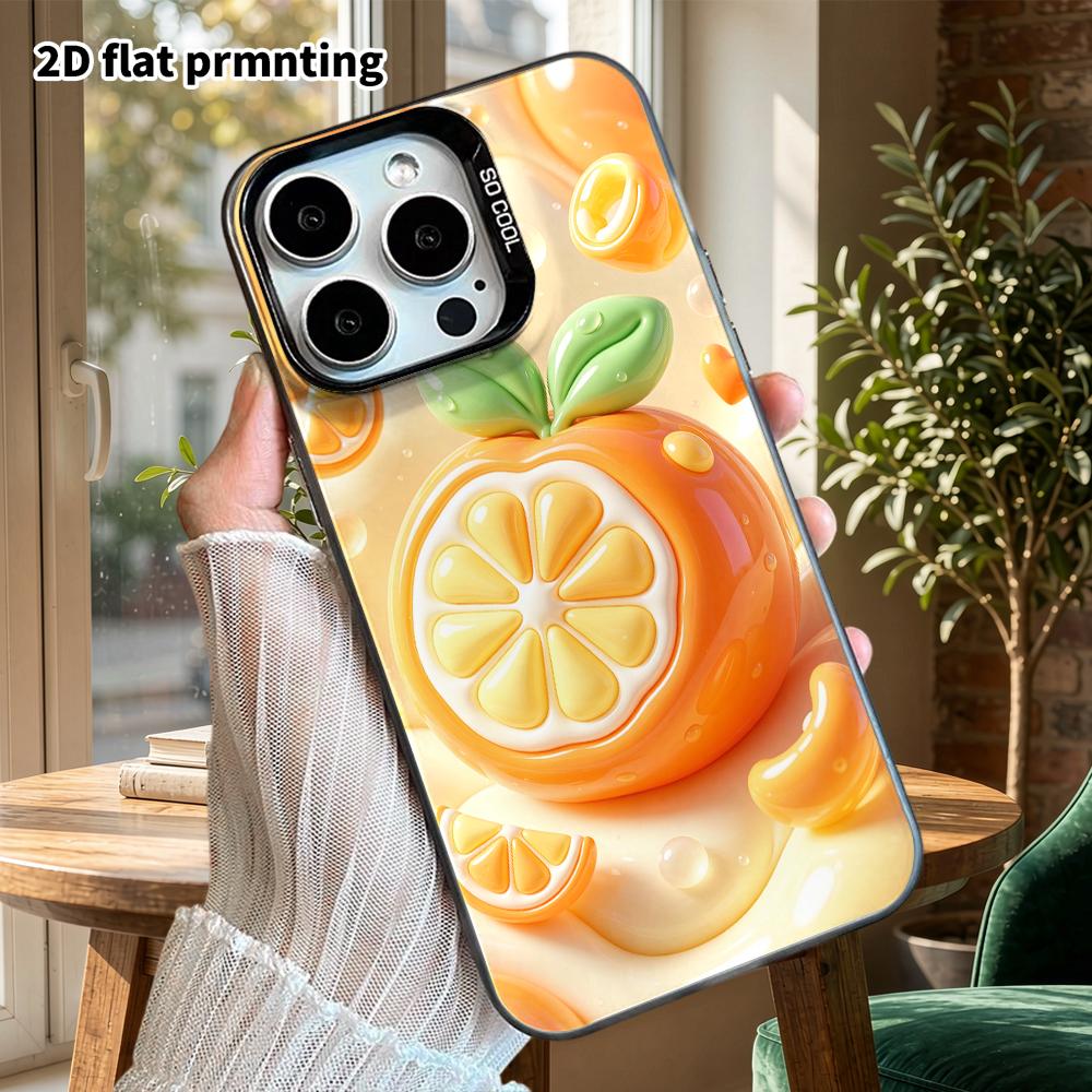 Phone Case: 2D Flat Design, Suitable for iPhone 18 17 16 15 14 13 Pro Protective Case, Cartoon Orange, Perfect Christmas and Halloween Holiday Gift