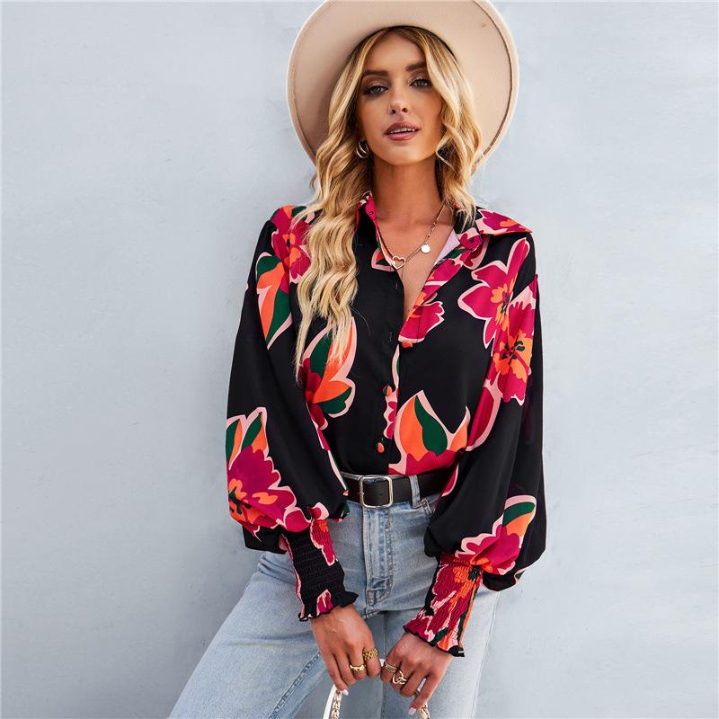 Spring and Autumn Women's New Fashion Printed Versatile Casual Long Sleeve Shirt