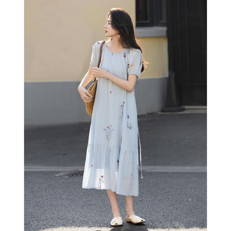 Demana Embroidered A-Line Mid-Length Summer Dress