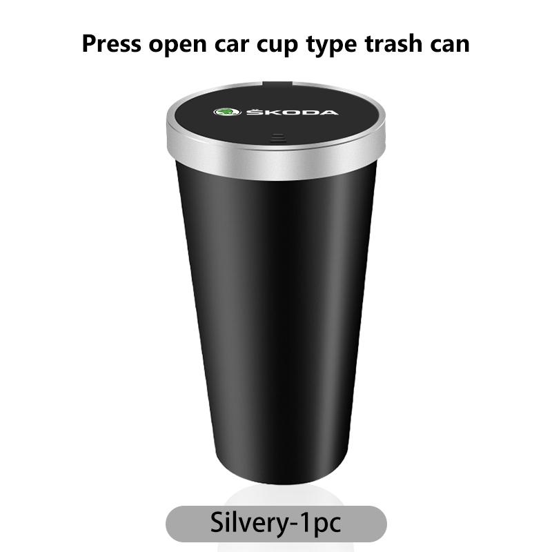 AAFM1 For Skoda Car Trash Bin Garbage Can Rubbish Basket Bin Organizer Storage Holder Auto Accessories Octavia A5 A7 RS Fabia Superb