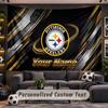 Wall Hanging Tapestry Custom NamePittsburgh Steelers Pattern Personalized Printed Fabric Wall Decor