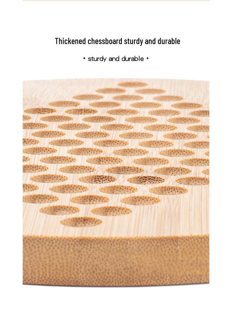 Children's Hexagonal Bamboo Jump Checkers Game with Colorful Wooden Beads, Parent-Child Interaction Board.