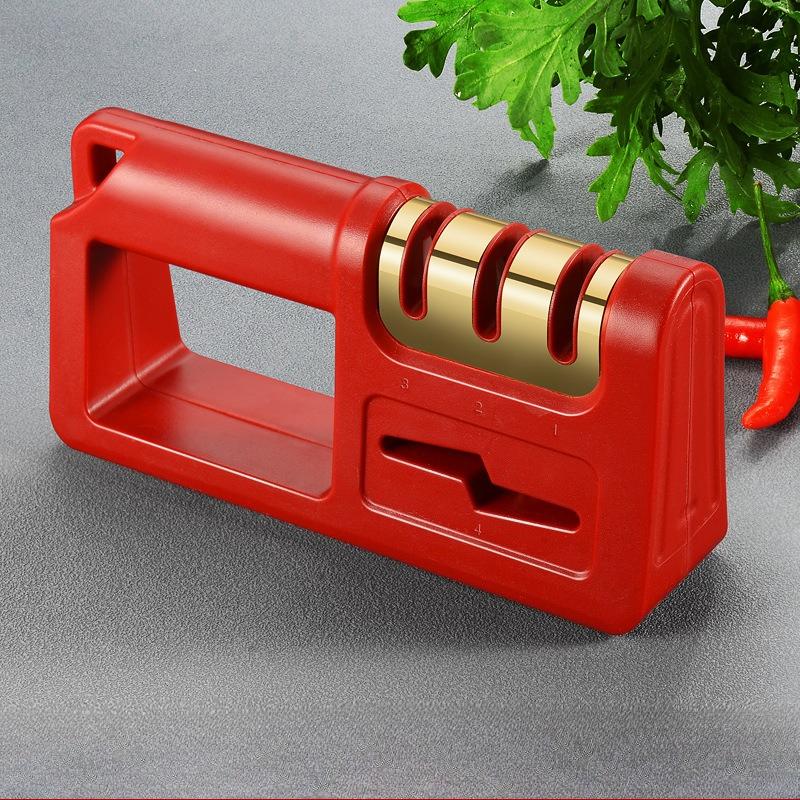 

Household 4in1 Knife Sharpener Kitchen Multi-Functional Three-Section Cutter Diamond Cutter Sharpening Scissors Sharpener 19*9.5*5cm красный