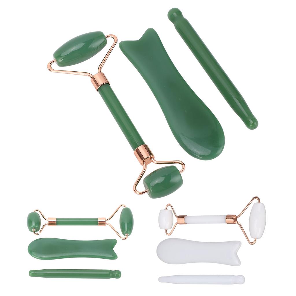 Jadestone Roller Massage Gua Sha Set Facial Manual Double Heads Jadestone Roller Massage Scraping Se