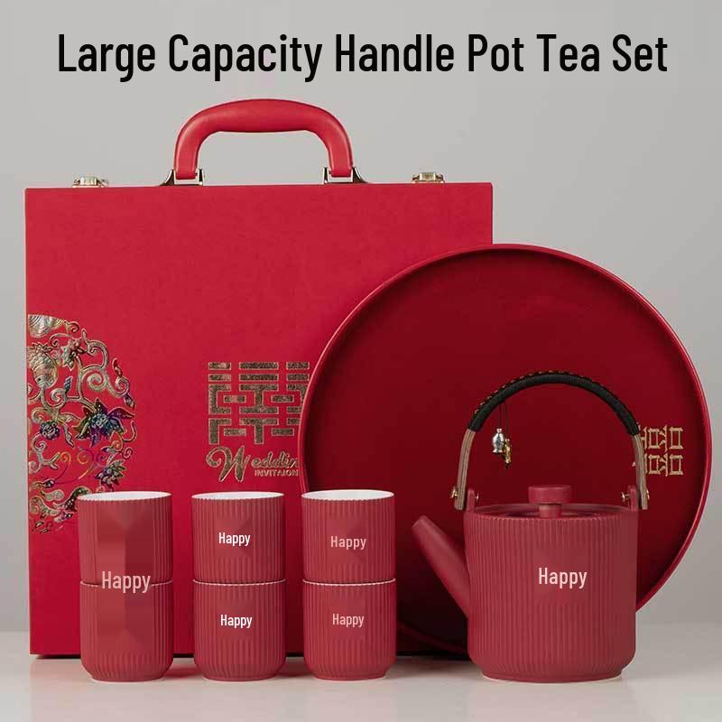 Wedding Tea Set: Teacups & Teapot Gift for Newlyweds, Perfect for Tea Ceremony, Toasting, & Dowry Souvenir