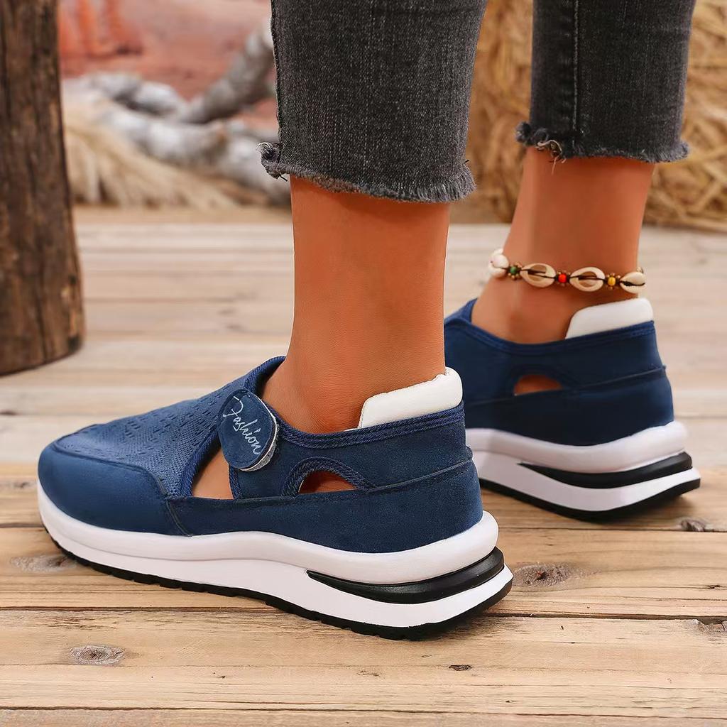 Fashion Women's Casual Shoes Spring Large Size Thick Bottom Slope Heel Mesh Surface Breathable Comfortable Leisure Footwear Size 36-43