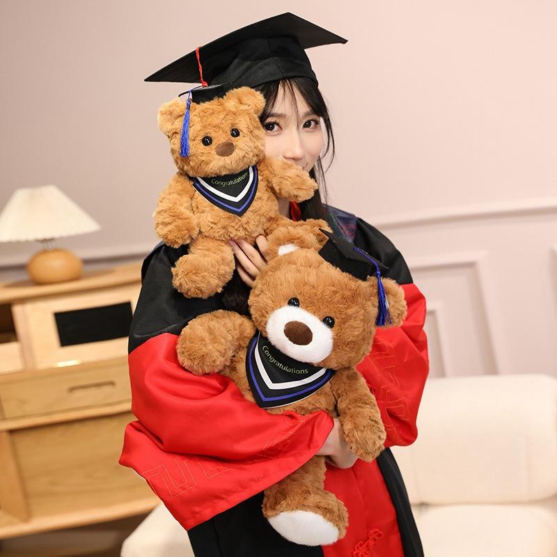 Cute Graduation Dr. Ji Hat Teddy Bear Doll Plush Toy Doll Graduation Souvenir Gift Doctor Bear