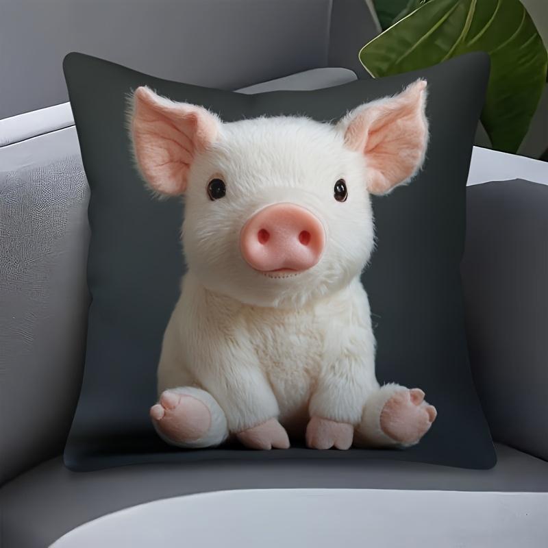 1Pc Cute Little Pig Print Throw Pillow Cover,Suitable For Sofa,Bedroom,Living Room,A Funny Gift For Pet Lovers