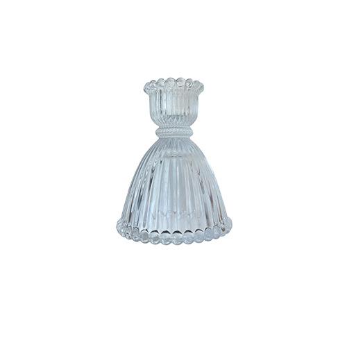 Nordic Simple Colored Striped Glass Candle Holder Creative Candle Holder Candle Cup Household Candle Holder Wedding Ornament (as the picture,Short / Small)