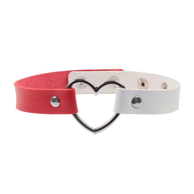 Black Multi Color Punk Collar Necklace Sexy Pu Leather Heart Lock Key Spike Choker For Women Gothic Cosplay Party Jewelry