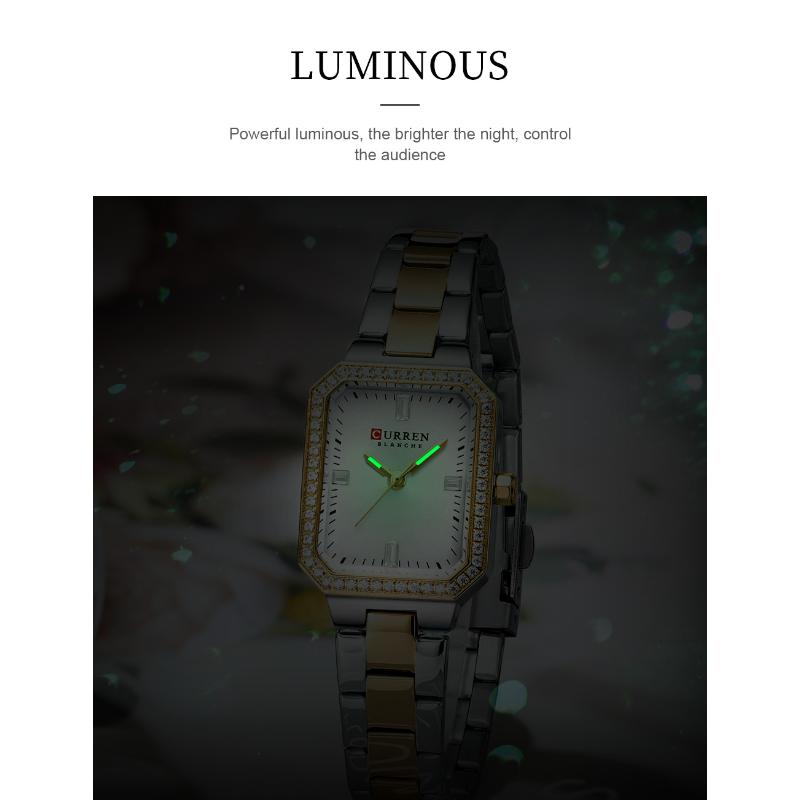 CURREN Orologio da Donna Orologio al Quarzo per Signore Semplice Elegante Orologio da Polso da Abito Acciaio Inossidabile Impermeabile Luminoso Orologi da Donna