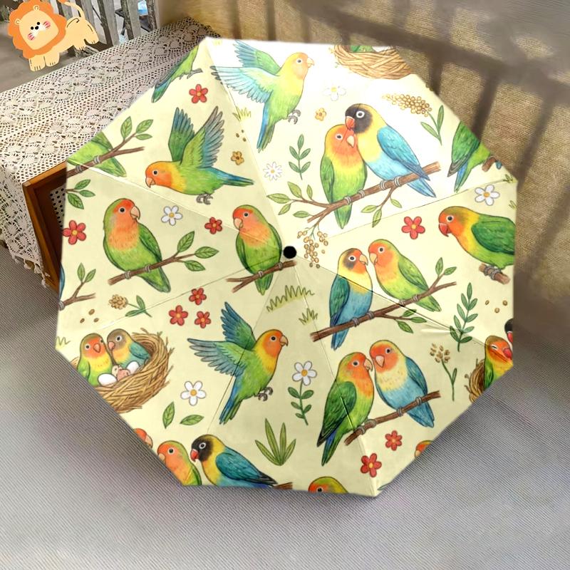1 PC Automatic Folding Umbrella - Cute Parrot Pattern, Portable & Foldable Design with 8 Ribs, Christmas Birthday Gifts