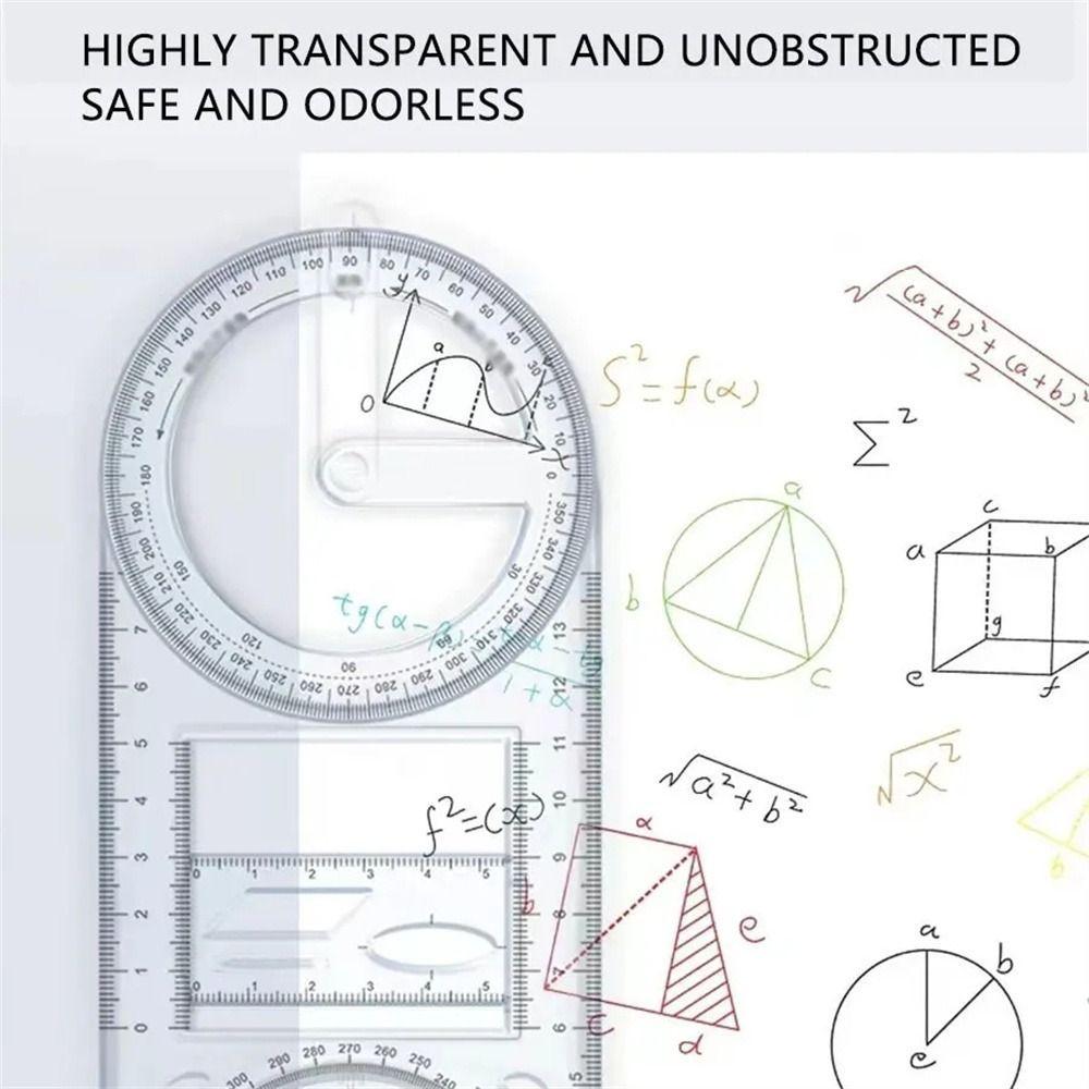 Activity Angle Drawing Ruler Multifunctional Ruler Straight Geometry Ruler Transparent Measurement Drawing Template High School