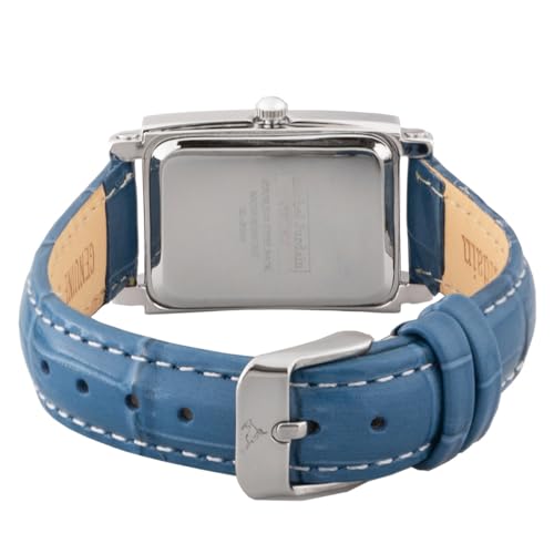 Michel Jurdain SL-3000-5 Women's Watch with Leather Band, Natural Diamonds, Navy Blue and Silver