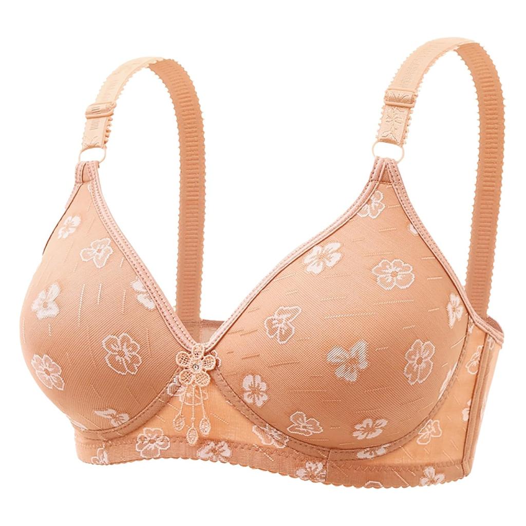 Sutien Brodat Floral Fără Fir Curele Reglabile Material Moale Design Respirabil Potrivire Confortabilă Purtare Zilnică Suport