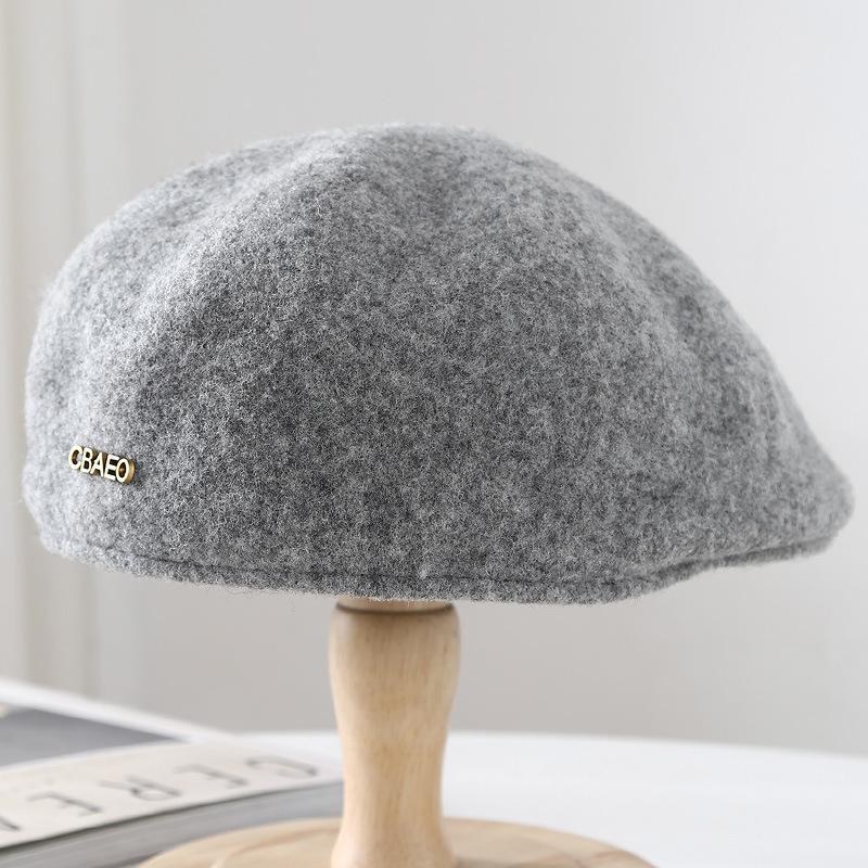 Hat lady autumn and winter wool cap British style retro fashion versatile temperament simple casual hat tide
