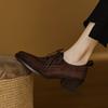 Fashion 2025 New Women Pumps Spring Autumn Office Ladies Casual Low Heels Comfortable Genuine Leather Lace-Up High-heeled Shoes Woman