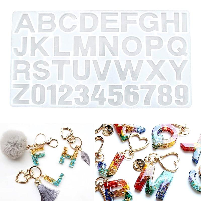 Transparent Letter Silicone Mold Letter And Number Mold Epoxy Resin Molds For Diy Jewelry Dried Flower Resin Crafts Tool