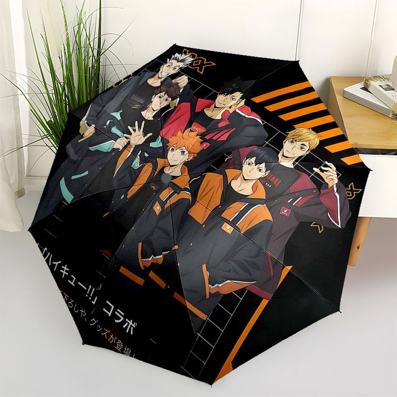 1pc Haikyuu!! Collaboration Automatic Opening Folding Umbrella with 8-Bone Iron Frame Portable Design for Outdoor Use, Perfect Gift for Fans, Traveler