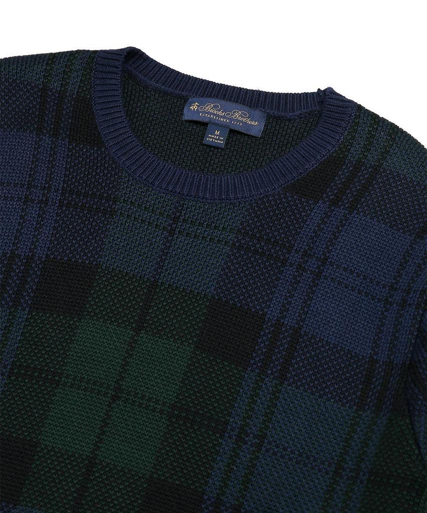 BROOKS BROTHERS Cotton Black Watch Crewneck Sweater (Dark Blue) (Bbwrmm09387Df)