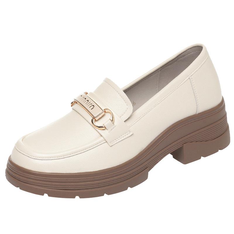 British Style Thick Bottom Patent Leather Loafers Women's Platform Shoes 2026 Spring Shallow Block Heels Shoes Office  Elegant