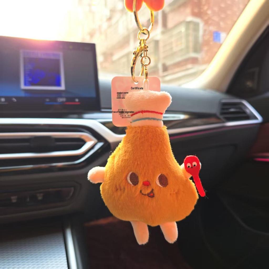Cute Cartoon Plush Keychain: Fries, Hamburger & Hot Dog Figures for Backpack