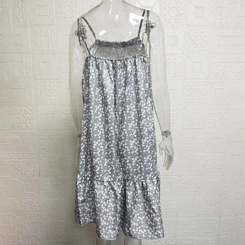 1PC Women A-line Dress Polyester Beach Dress Sundress Floral Printed Loose Sleeveless