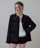 ROSEFRANTZ Fringe Pocket Tweed Jacket [Black]
