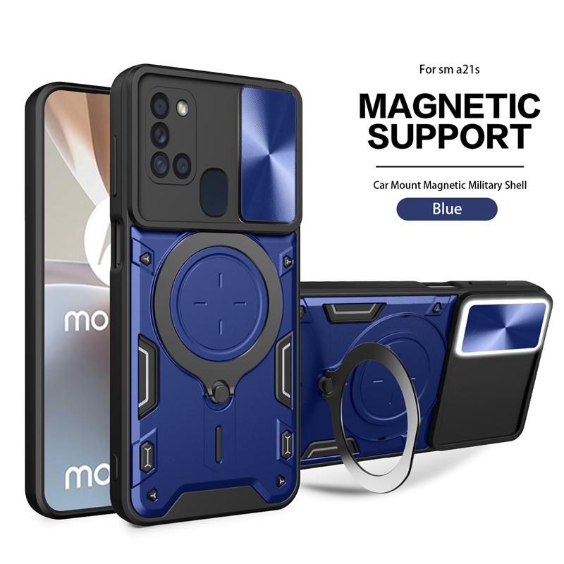 For Samsung A21S Case Magnet Holder Ring Armor Phone Case For Samsung Galaxy A21S A 21S A21 S Slide Camera Protect Back Cover