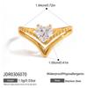 New Trend Stainless Steel Zircon Rings for Women Non-Tarnish Waterproof Jewelry Irregular Geometric Open Adjustable Ring