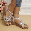 Summer New Flat-bottomed Rhinestone Fish Mouth Sandals Women's Large-size Women's Shoes
