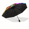 Lion, Fantasy Automatic Folding Umbrella  8 Ribs, Durable Iron Frame, Bright Color Pattern Compact Travel Umbrella, Suitable for Outdoor, Be