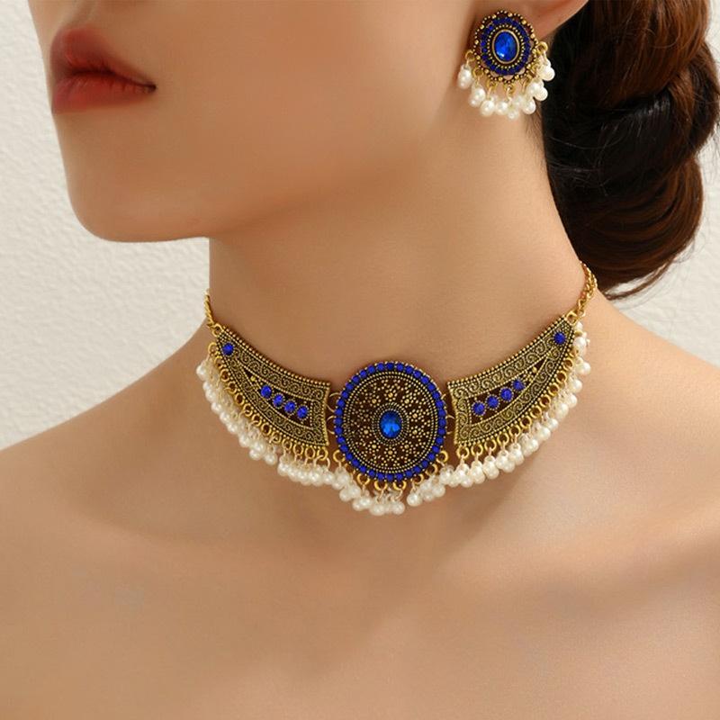 Лето 2025 Новый Индийский Винтажный Стиль Комплект Стильный Преувеличенные Крылья Ожерелье Серьги Комплект