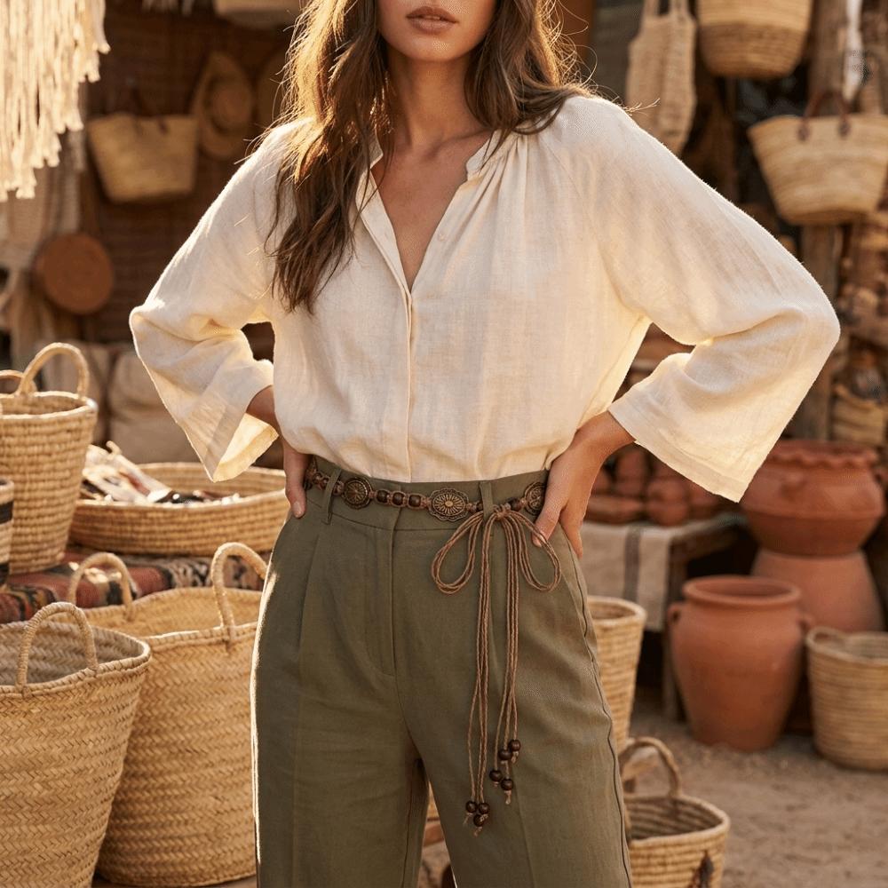 Ceinture de taille bohème en métal Chaîne de taille perlée Ceinture tendance style ethnique Vacances