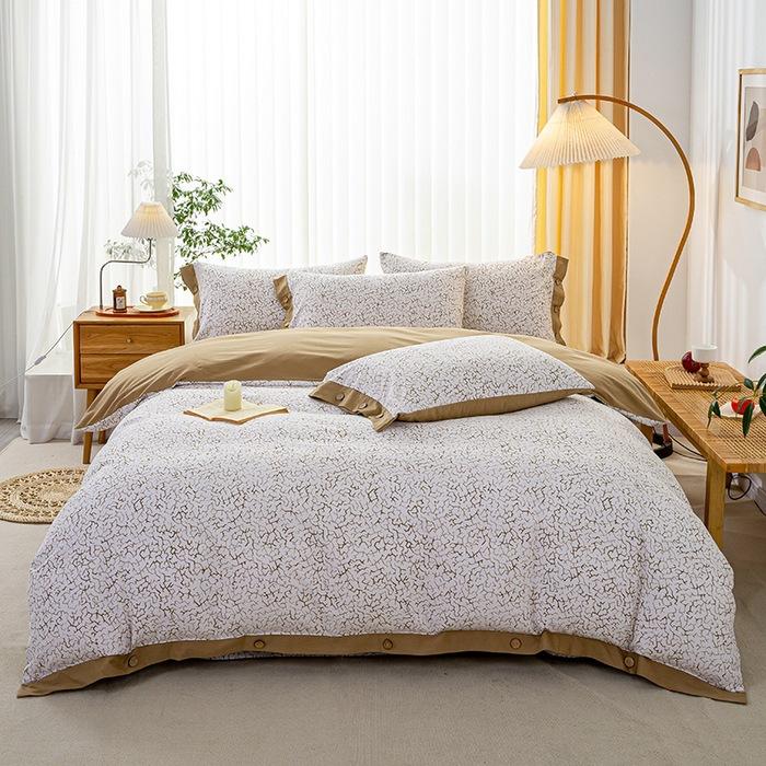 High-End Abraded 4Pcs Set Of Pure Cotton Thickened Light Luxury Cotton Super Soft Bedding Direct Sales