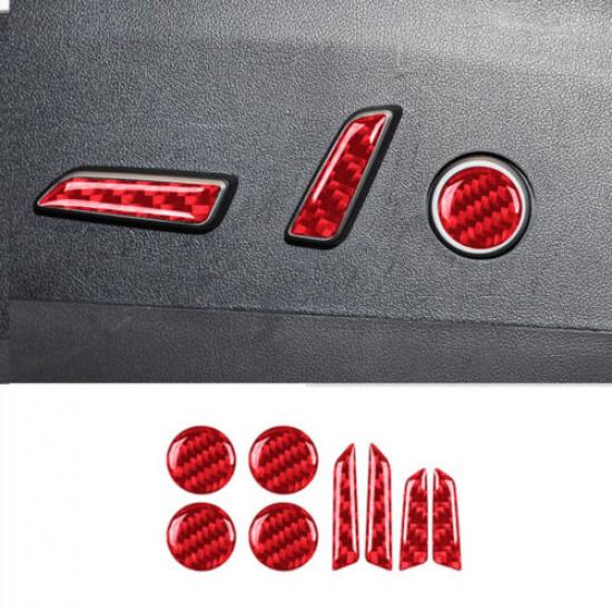 Red Carbon Fiber Seat Adjustment Switch Button Cover For Tesla Model 3 Y 17-22